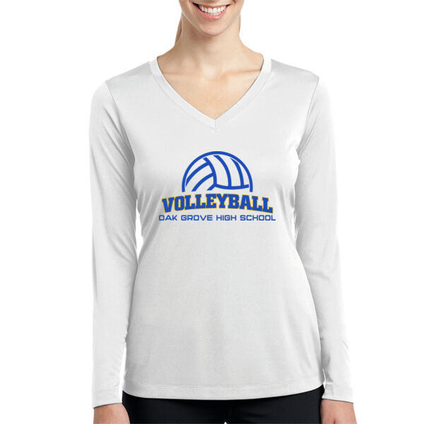 Oak Grove Volleyball Ladies Long Sleeve PosiCharge Competitor V Neck Tee Thumbnail
